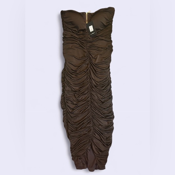 Fashion Nova Ruched Everywhere Midi Dress - Brown - Size XL, NEW WITH TAGS - Picture 3 of 7